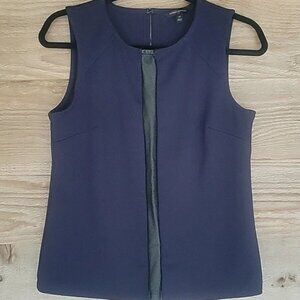 Banana Republic Womens Sleeveless Navy Blue with Faux Leather Accent